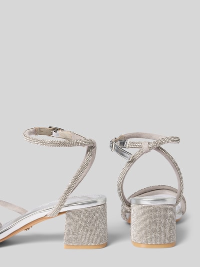 Productfoto, Sandalette met siersteentjes, afgeronde punt, metallic, riem met gespsluiting, blokhak 6 cm, model 'LILLY SPARK' van Buffalo