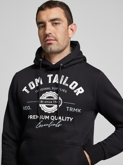 Tom Tailor Regular fit hoodie met logoprint Zwart - 3