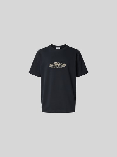 MAISON KITSUNE T-Shirt mit geripptem Rundhalsausschnitt Black 2