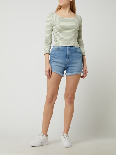 Review Mom fit jeansshort met stretch Lichtblauw - 1