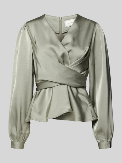 Neo Noir Bluzka z długim rękawem i dekoltem w serek Trzcinowy 2