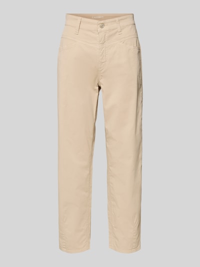 Produktfoto, Barrel Leg Hose aus Baumwoll-Mix Modell 'ELIN' von Cambio in Beige, unifarben, Twill-Textur, mit Gesäß- und Eingrifftaschen