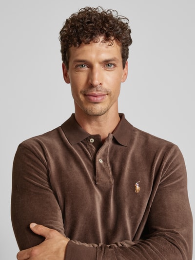 Polo Ralph Lauren Poloshirt met labelstitching Donkerbruin - 3