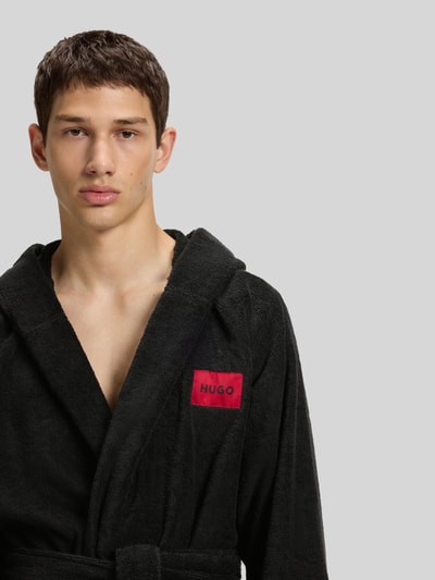 HUGO Loose Fit Morgenmantel aus reiner Baumwolle Modell 'TERRY GOWN HOODED' Black 3