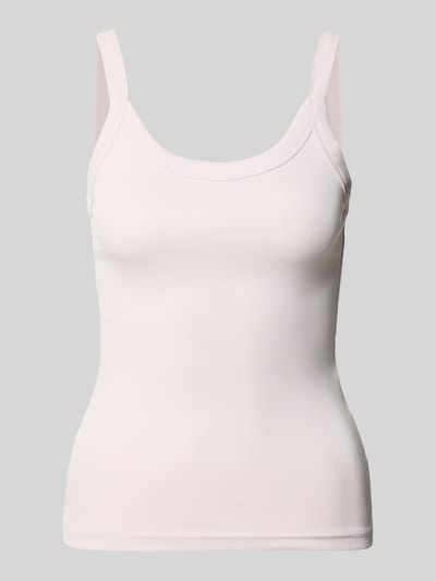 Produktfoto, Trägertop in Ripp-Optik van Gina Tricot, mix van katoen en elastaan, slim fit, ronde hals, ruglengte maat S 35 cm, effen lichtroze