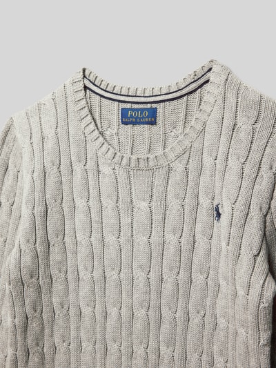Polo Ralph Lauren Kids Sweter z dzianiny z prążkowanymi wykończeniami Średnioszary melanż 2