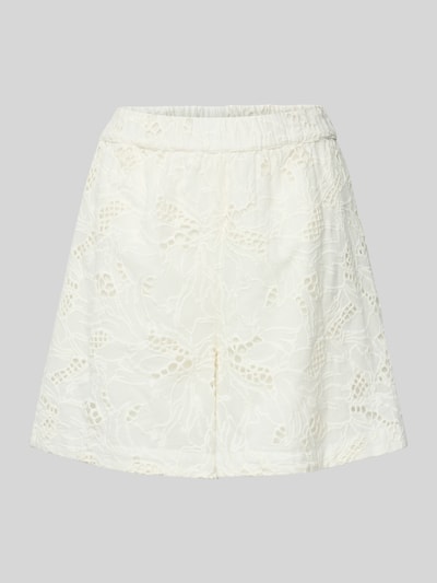 YAS Szorty z wysokim stanem i haftem angielskim model ‘SAGGA’ Biały 2