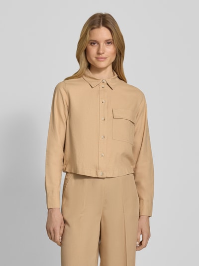 Zero Linnen jack met platte kraag Zand - 4