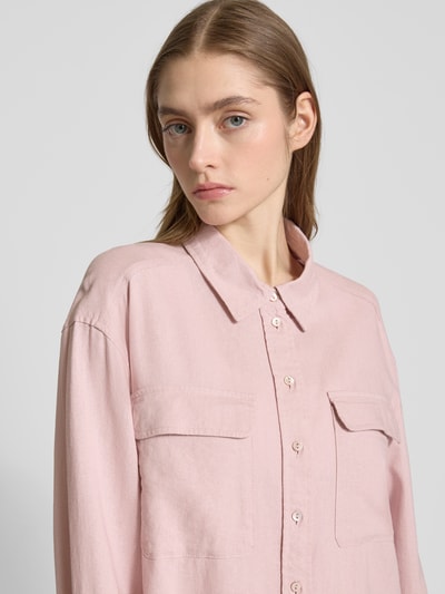 Only Bluzka koszulowa o kroju oversized z mieszanki lnu model ‘CARO’ Różowy 3