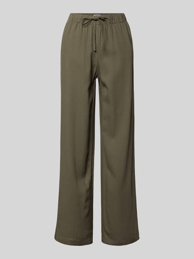 Produktfoto, oliwkowozielona Wide Leg Leinenhose mit elastischem Bund Modell 'GOA' von Only, gładki wzór, materiał wiskozowo-lniany