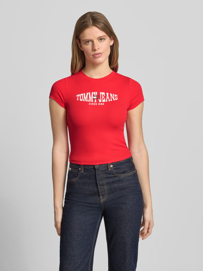 Tommy Jeans Slim Fit T-Shirt aus Baumwoll-Mix Rot 4