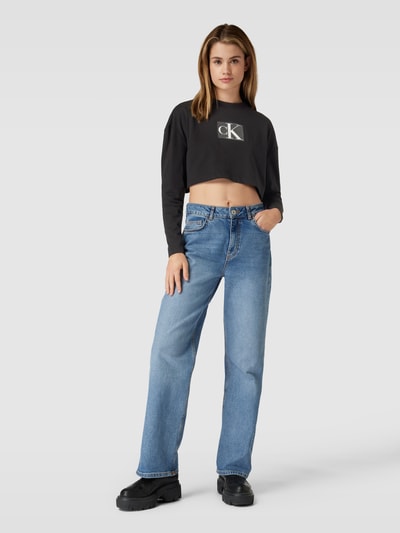 Calvin Klein Jeans Bluza krótka z długim rękawem i detalem z logo model ‘SEQUIN’ Czarny 1