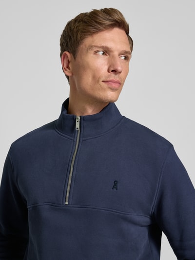 Armedangels Regular Fit Troyer aus reiner Baumwolle 'WAARLO FLEECE' Dunkelblau 3