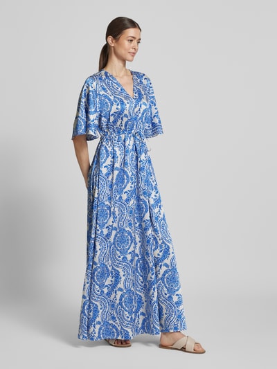 B.Young Maxikleid mit V-Ausschnitt Modell 'Farinela' Rauchblau 1