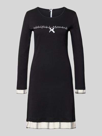 LOUIS & LOUISA Nachthemd met statementstitching, model 'Wohlfühl-Moment' Zwart - 1