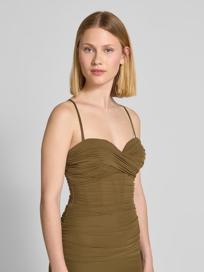 Luxuar Abendkleid mit Raffungen Oliv 3