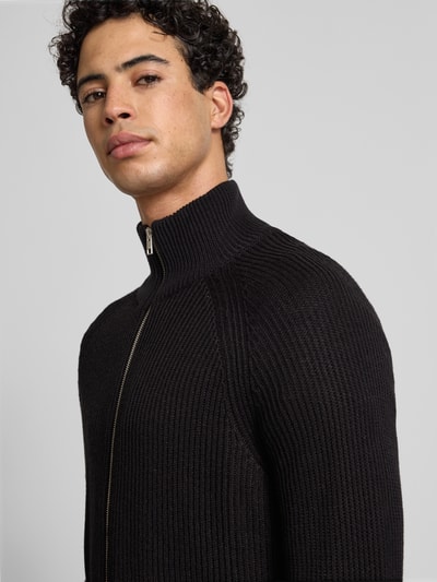 Jack & Jones Kardigan ze stójką i zamkiem błyskawicznym model ‘PANNEL’ Czarny 3