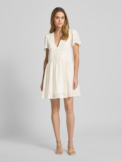 BOSS Orange Mini-jurk met broderie anglaise, model 'Debrody' Offwhite - 1