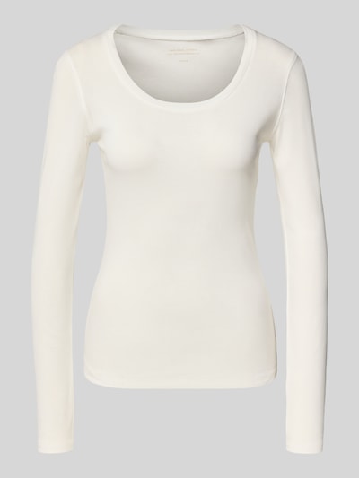 OPUS Slim fit shirt met lange mouwen van mix van katoen en modal model 'Sorana' Offwhite - 1