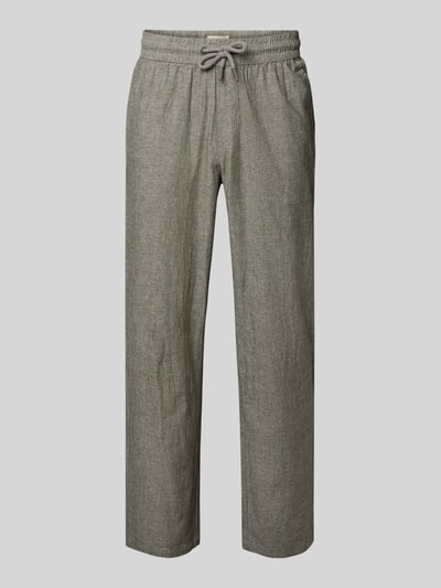 Produktfoto, Hose aus Baumwoll-Leinen-Mix mit elastischem Bund von Blend, grau, Regular-Fit, Modell ABAN, feine Stoffstruktur
