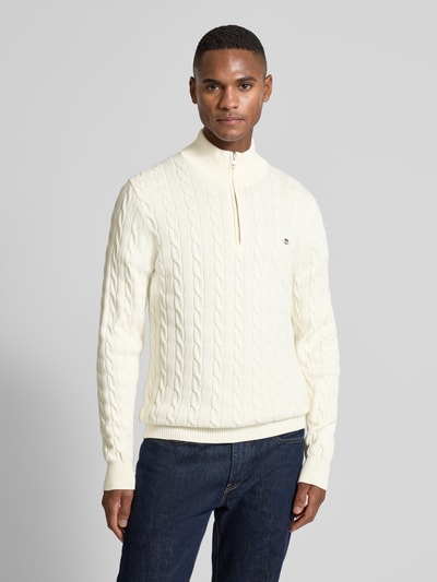 Gant Strickpullover mit Zopfmuster Offwhite 4