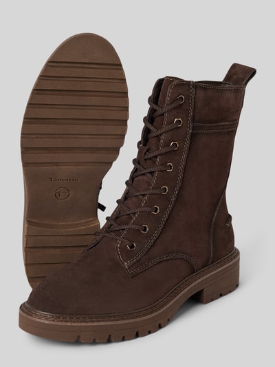 Tamaris Veterboots van leer met siernaden Donkerbruin - 4