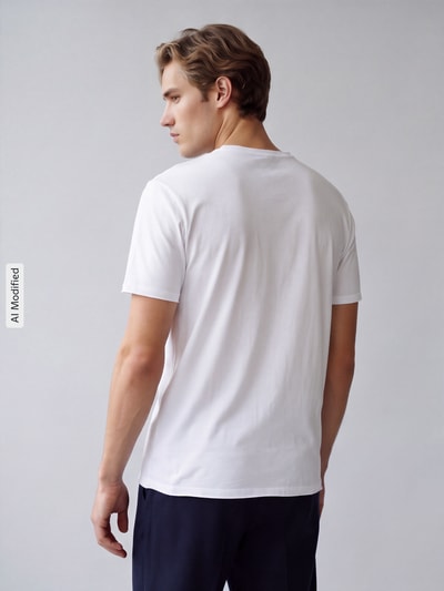 Strellson T-Shirt mit leicht abgerundetem Saum Weiss 5