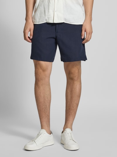 BOSS Orange Tapered bermuda van lyocellmix, model 'SANDREW-5' Marineblauw - 4