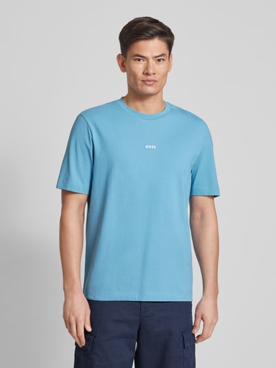 BOSS Orange T-shirt met labeldetail, model 'TCHUP' Oceaanblauw - 4