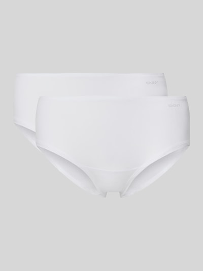 Productfoto, Slip met logo en elastische tailleband van SKINY, wit, katoen-elastaanmix, aansluitende pasvorm, dames slip