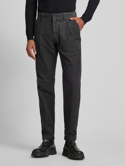 Marc O'Polo Tapered fit corduroy broek van puur katoen, model 'OSBY PLEATS' Antraciet - 4