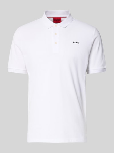 Produktfoto, Regular Fit Poloshirt aus reiner Baumwolle Modell 'DONOS222' von HUGO, Optik: Unifarben, Label-Print, Polokragen, einreihige Knopfleiste, Kurzarm, Ärmelabschluss: Gerippt, Materialverarbeitung: Piqué
