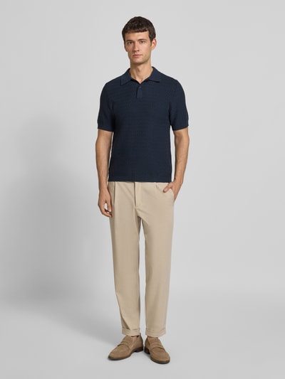 Samsøe Samsøe Strickshirt mit Polokragen und Knopfleiste Dunkelblau 1