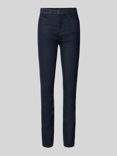 Produktfoto, Slim Fit Jeans aus Viskose-Mix mit Lyocell-Anteil von Emporio Armani in dunklem Blau, 5-Pocket-Design, glatte Struktur