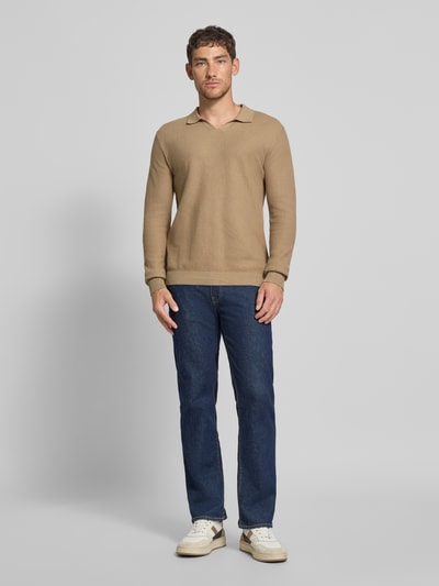 Jack & Jones Premium Gebreide pullover met ribboorden, model 'EASTON' Taupe - 1
