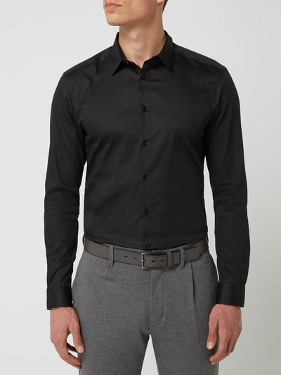 MOS MOSH Slim fit zakelijk overhemd met stretch, model 'Manny' Zwart - 4