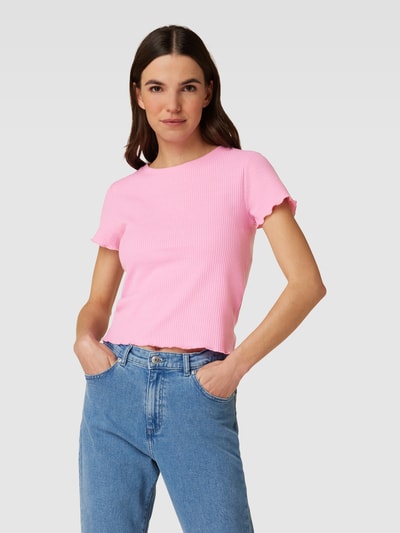 Vero Moda T-shirt z falistym dołem model ‘EMMA’ Różowy 4