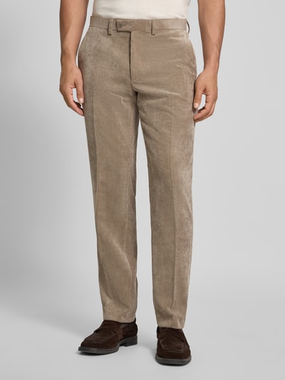 Christian Berg Men Slim Fit Cordhose mit Bügelfalten Beige 4