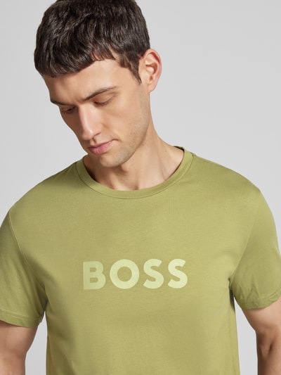 BOSS T-shirt z nadrukiem z logo Oliwkowy 3