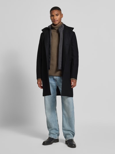 SELECTED HOMME Regular fit lange wollen jas met gewatteerde inzet, model 'RAINAR' Zwart - 1