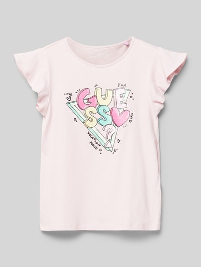 Guess T-shirt met labelprint Lichtroze - 1