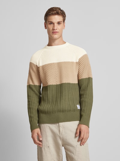 Pepe Jeans Gebreide pullover met structuurmotief, model 'CODY' Olijfgroen - 4