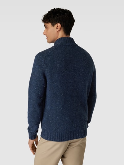 Fynch-Hatton Gebreid jack met opstaande kraag van wolmix met alpaca Marineblauw - 5