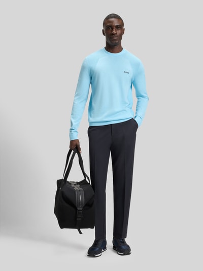 BOSS Green Tapered fit pantalon van strijkvriendelijk materiaal model 'T_CONVERT' Donkerblauw - 1