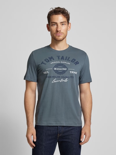 Tom Tailor T-shirt o kroju regular fit z rękawem o dł. 1/2 z czystej bawełny Szaroniebieski 4