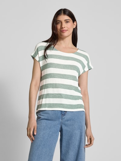 Vero Moda Relaxed Fit T-Shirt aus Viskose-Mix Modell 'WIDE STRIPE' Schilf 4