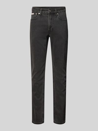 Calvin Klein Jeans Slim fit jeans met labeldetail Zwart - 2