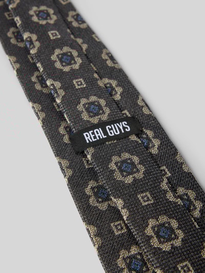 REAL GUYS Stropdas van wolmix met logopatch (8,5 cm) Antraciet - 3