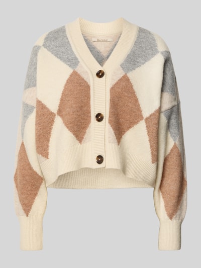 Barbour Boxy fit gebreid jack van wolmix, model 'SILVIA' Offwhite - 2