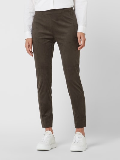 SEDUCTIVE Cropped Leggings aus Fake Veloursleder Modell 'Sabrina' Olivgrün 4